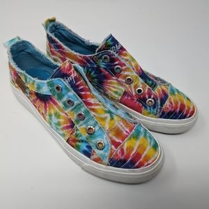 Blowfish Malibu Play Colorful Tie Dye Vegan Laceless Slip On Shoes Womens size 9
